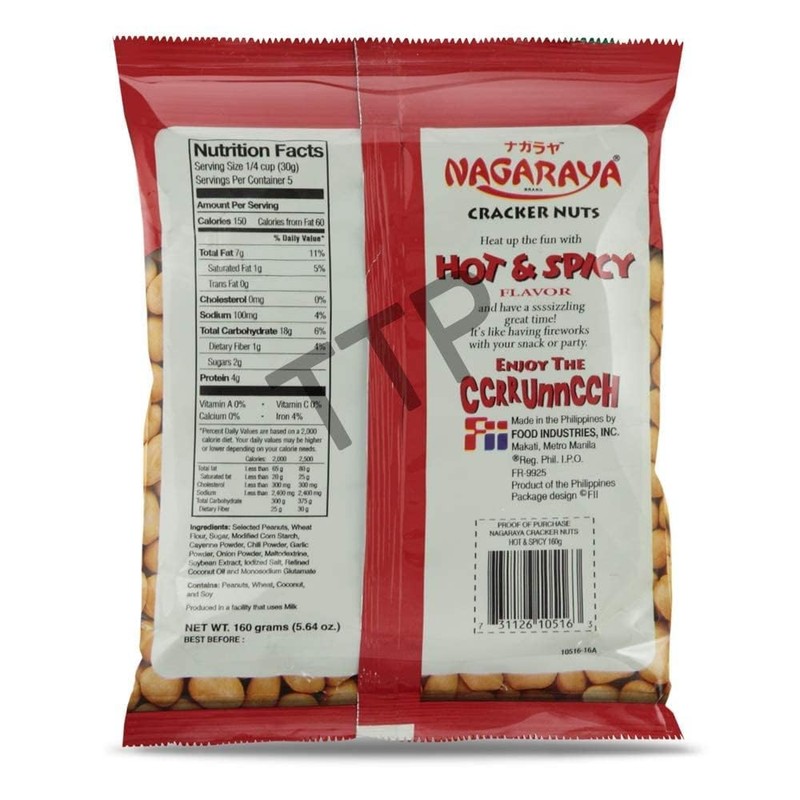 Nagaraya Snack Cracker Nuts, Hot/Spicy, 5.64-Ounce (Pack of 8)