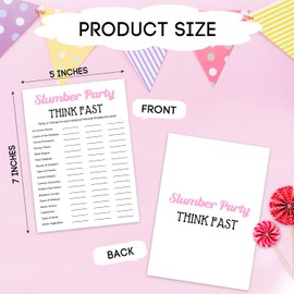 ZEDEV Slumber Party Games - Think Fast, Sleepover Party Supplies for Girls, Teen, Adult, Pink Pajama Party Games, Set of 20 Games Cards, Birthday Party Activity Decor -A01