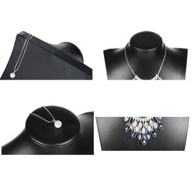 Homeanda Black PU Leather Jewelry Jewellery Stand Necklace Pendant Chain Jewelry Bust Display Holder (9.8"x5.7", Polyurethane-Black)