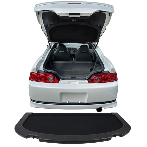 IKON MOTORSPORTS Cargo Cover Compatible with 2002-2006 Acura RSX, Factory Style Black Trunk Privacy Cover Luggage Cover, 2003 2004 2005