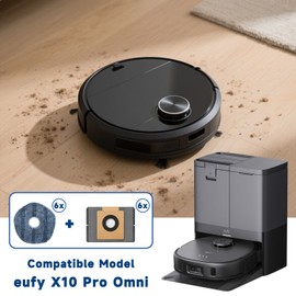 12 Pack Dust Bags Mop Pads Combination Set Compatible with X10 Pro Omni Accessories Robot Vacuum Cleaner, Robot Vacuum Replacement Accessories with 6×Mop Pads, 6×Dust Bags