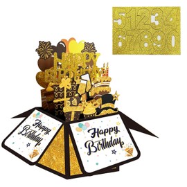 Birthday Card, Sweet 3D Greeting Cards,Funny Happy Birthday Pop Up Card,Perfect for Women, Men, Mom, Dad, Grandma, Daughter, Son, Friend Children Boys Girls with Digital