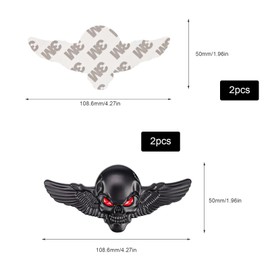 DEANKEJI DEANKEJI Totenkopf Aufkleber Auto 2 Stck Motorrad Sticker, Dreidimensionale Autoaufkleber, Personalisierte Autoaufkleber, Flgel Totenkopf Emblem Aufkleber fr Autos und Motorr?der