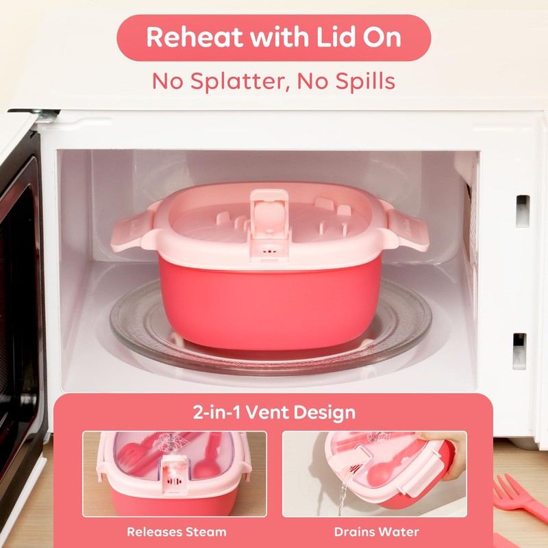 AI LOVE PEACE Microwavable Ramen Bowl Cooker with Lid -