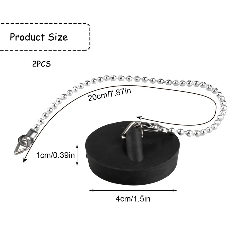 Rumyve 2pcs Universal Sink Plug Stainless Steel Ball Chain Hook,Kitchen