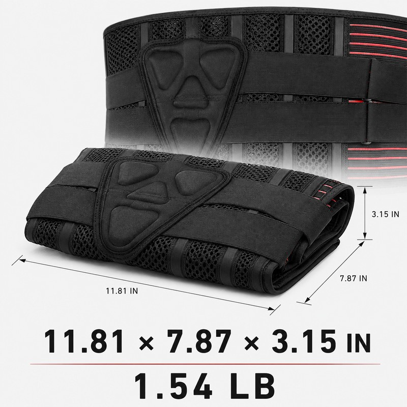 Lower Back Brace with 6 Stays - Adjustable Lumbar Support
