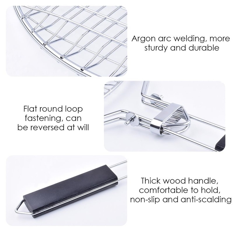 Grill Basket - Stainless Steel BBQ Portable Folding Grilling Grate