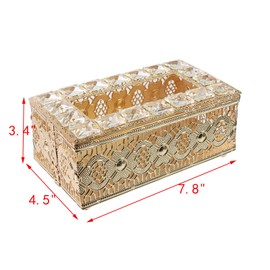 Geesatis Tissue Box Cover, Rectangle Tissue Box Holder, Rectangular Napkin Facial Tissues Holder for Bathroom Toilet Bedroom Living Room Table Desk Office Dresser, 1 Pcs Golden 7.8''x4.5''x3.4''