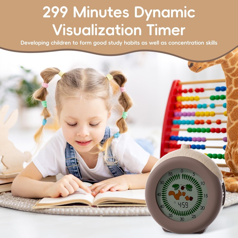 Visual Timer for Kids with Protective Case, Hazelnut Theme 299