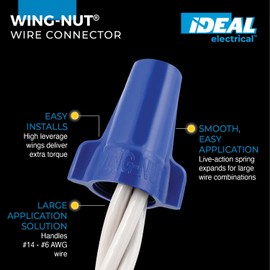 IDEAL Electrical 30-454P Wing-Nut Wire Connector, Model 454 Blue, (25/Bag) , Large