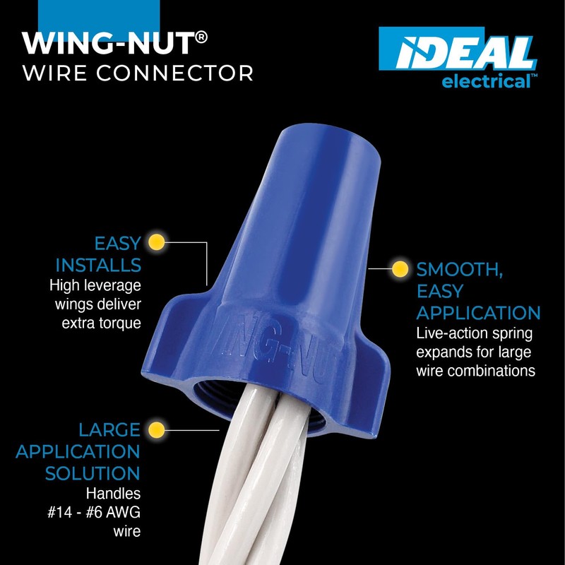 IDEAL Electrical 30-454P Wing-Nut Wire Connector, Model 454 Blue, (25/Bag)