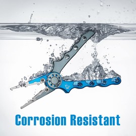 Piscifun Fishing Pliers - Saltwater & Fly Fishing with Hook Remover, Braid Cutters, Sheath & Lanyard - Blue