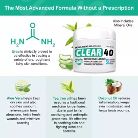 Scientific Solutions CLEAR UREA 40% Moisturizing Gel For Dry Skin Corn Calluses Aloe Tea Tree Oil 4oz
