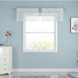 White Sheer Tier Curtains 16 inches Long Kitchen Tiers Linen Textured Cafe Curtains Bathroom Short Small Curtain for Door Window Panels Voile Half Window Curtains Cabinet Cover 2 Pieces Rod Pocket