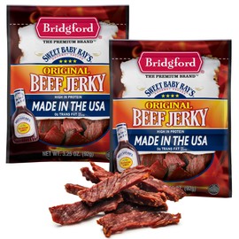 Bridgford Sweet Baby Ray’s Beef Jerky Original 3.25 oz Pack of 2 - Healthy High Protein Beef Jerky for Your Dietary Preferences - Ready-to-Eat Snacks for On-the-Go Snacking and Busy Lifestyles