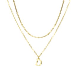 iF YOU Gold Initial Necklaces for Women, 14K Gold Plated Dainty Gold Layered Initial Necklace Jewelry for Women Birthday Gifts (1-1-4)