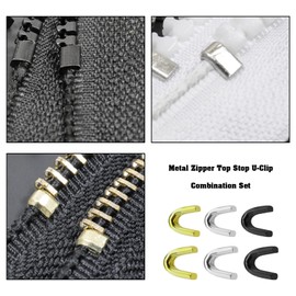 Create idea 60Pcs Metal Top Stop U-Clip Replacement Zinc Alloy Adjustable Clasps Zipper Clip Metal Zipper Latch Slider Retainer Accessories for Clothing Jeans Jackets, Multicoloured, Multisize