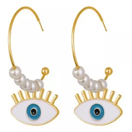 Deluxe Regalo Aretes Ojo Turco Fatima Arracada Tipo Perla Joyería