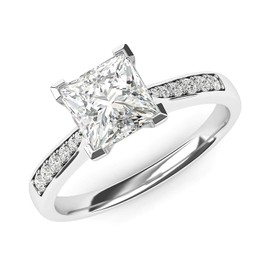Sterling Silver Solitaire 1.5ct Simulated Princess Cut Diamond Engagement Ring with Side Stones Promise Bridal Ring (6)