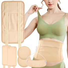 6 Pcs Castor Oil Pack Wrap, Castor Waist Neck Oil Pack Set, Organic Castor Oil Pack, Organic Cotton Flannel for Castor Oil Packs, Castor Oil Pack Kit for Waist and Neck, Khaki (A 2)