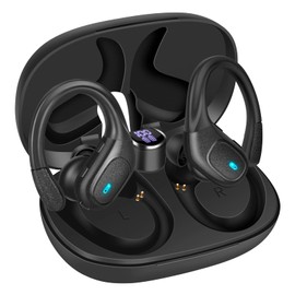 IPXOZO Wireless Earbuds, Bluetooth Headphones Over-Ear Stereo Wireless Earpieces with Charging Case Mics LED Battery Display, Waterproof Sports Wireless Ear Buds for Sports/Workout/Gym/Running