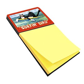 Caroline's Treasures 6051SN Black and White Cat Surfin Bird Refiillable Sticky Note Holder or Postit Note Dispenser, Large, Multicolor