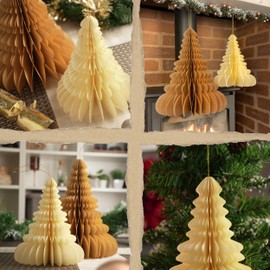 Premium Reusable Christmas Decorations - Christmas Table Decorations / Xmas Home Decor - Paper Christmas Decorations Indoor, Vintage Christmas Decorations - Hanging Christmas Decorations (brown)