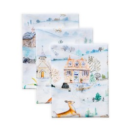Maison d' Hermine Kitchen Towels Set of 3 100% Cotton 27.50" x 20" Reusable Cloth Tea Dish Towels Absorbent with Hanging Loop for Kitchen, Home, Dining, Cocktail Parties (Snowy World)