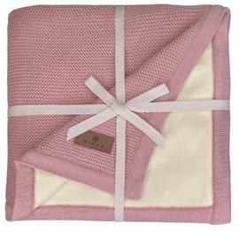 DIKOS® Warm Baby Blanket Winter Dusky Pink Cuddly Soft Winter Blanket Cotton/Velour Oeko-Tex Pram Blanket with Border for Baby Girls First Equipment Newborn Blanket Gift for Birth
