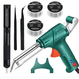 Soldering Iron Kit - Multi-function Soldering Iron Soldering Gun Set - 60W 110V Automatic Soldering Gun with Solder Gun, 3 PCS Solder Wire, Desoldering Pump, Tweezers (B-Soldering Iron Kit)