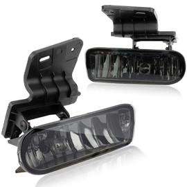 DRIVESTAR 2PCS Fog Lights Left Right Smoked Lens, fit 1999-2002 for Chevy Silverado 1500/2500/ 3500, 2000-2006 for Chevy Suburban/Tahoe, replace for 10368477 10368476 GM2593113 GM2592113