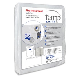 Kotap 20 x 30 Ft. Fire-Retardant Tarp for Construction Job Sites Requiring Tarpaulin, White (FR-2030)