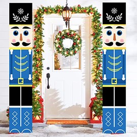 Christmas Decor Nutcracker Banner,Nutcrackers Christmas Door Decorations,Life Size Soldiers Nutcracker Banners Christmas Outdoor Decorations for Home Garden Wall,Porch/Front Door Frame Xmas Decoration
