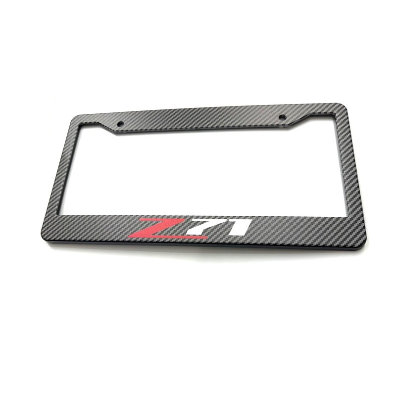 1PC Carbon Fiber Metal Z71 License Plate Frame Tag Cover