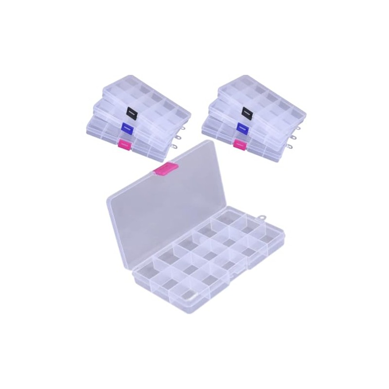 6 Piezas Caja Organizadora de15 divisiones Para Decoración De Uñas