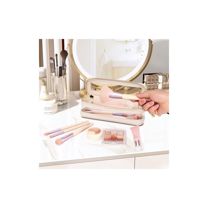 Pinkmik - Bolsa de maquillaje transparente para maquillaje, bolsa de
