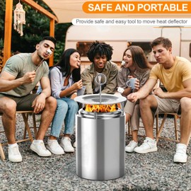Handle for Solo Stove Heat Deflector, Stainless Steel Accessories for Bonfire Fire Pit, Fireplace Tool Compatible with Solo Stove Ranger