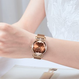 CIVO Ladies Watches Set Designer Mesh Strap Womens Watch Rose Gold Waterproof Elegant Classic Dress Casual Analogue Wrist Watches for Woman