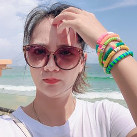 KELITCH Heishi Beaded Bracelets Boho Multi Colour Stretch Bracelets Beautiful Beach Bangles Jewellery For Women, Beads, No-Gem-Tye