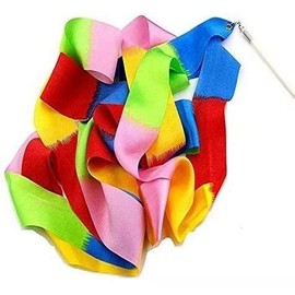 HOMEBT 2M Pieces Dance Ribbons Streamers Rhythmic Gymnastics Ribbon Wands for Kids Artistic Dancing, Baton Twirling Forge