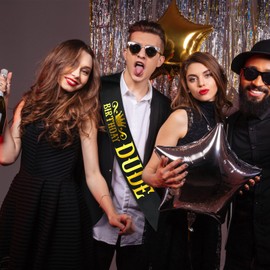 Generic Birthday Dude Sash with Gold Foil, Black Funny Birthday Sash for Boys or Men, Birthday Party Decorations and Supplies, Birthday Gifts for Husband, Boyfriend, Son, Brother(Black+Gold)