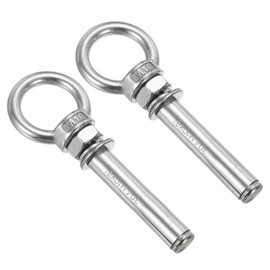 PATIKIL M10x80mm Extended Eye Bolts Pack of 2 304 Stainless Steel Shoulder Anchor Eye Bolt Screw with Eye Ring for Concrete Brick Walls Canopy Engineering Rigging Silver Tone