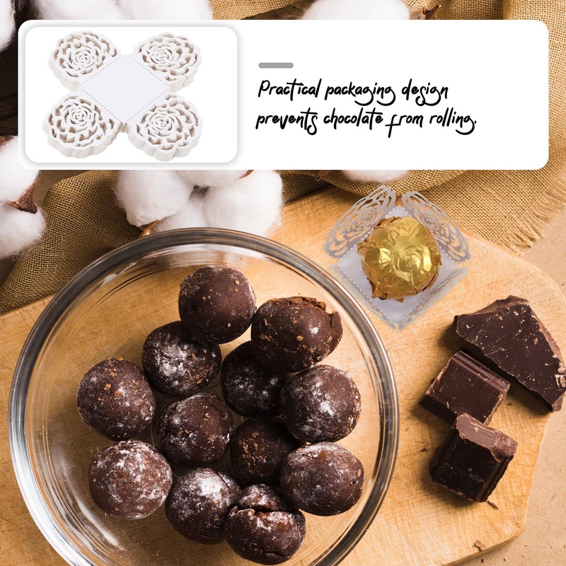 50 PCS Chocolate Candy Cups, Paper Truffle Cups Flower Truffle