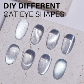 AILLSA Glass Cat Eye Gel Nail Polish, 15ml Gray Glitter Jelly Sheer Gel Polish, Translucent Magnetic Shimmer Sparkle Nail Art U V Salon 0.5 OZ GF32