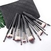 Brush Set 7pc Makeup Brush Synthetic Soft Artificial Wool Mane Foundation Concealer Eye Shadow Lip Liner Eyebrow Makeup Brush Set (Black)