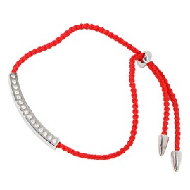 Dekeyus Pulsera de acero inoxidable 316 de nailon tejido cristal rojo y cadena de tobillo, Mediano, Acero inoxidable, cristal,