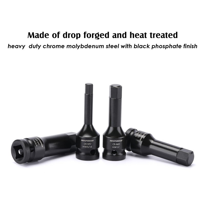 MIXPOWER 1/2" Drive Master Impact Hex Bit Set, Hex Driver,