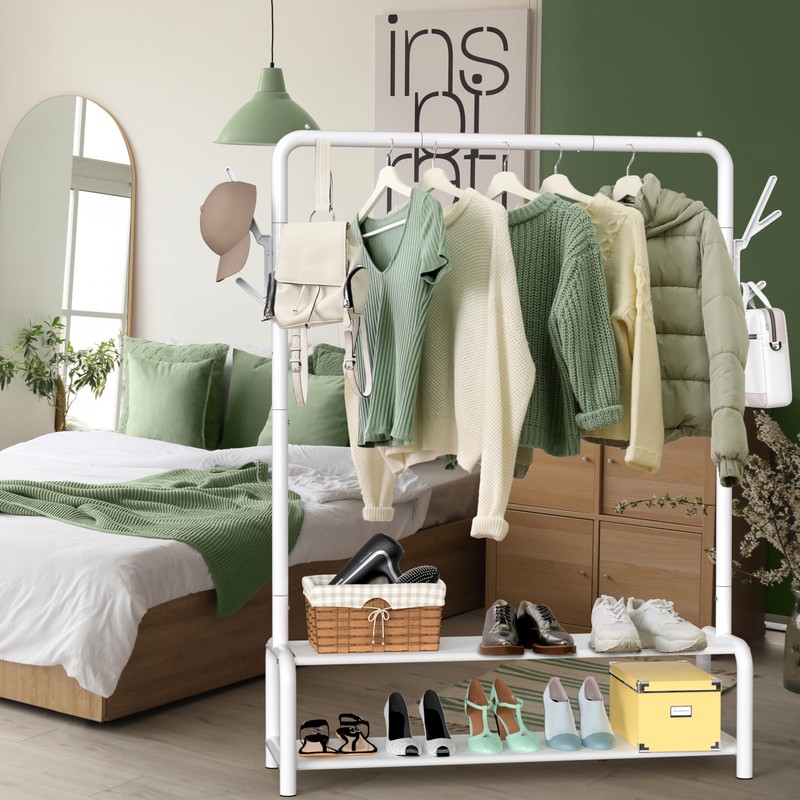 Simple Houseware 52-Inch Freestanding Closet Garment Rack with Storage Shelves