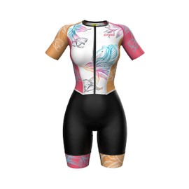 Sparx Aero Triathlon Suit Women Short Sleeve Tri Suit Women Running Swimming Cycling SkinSuit (US Floral, XL), Floral, X-Large