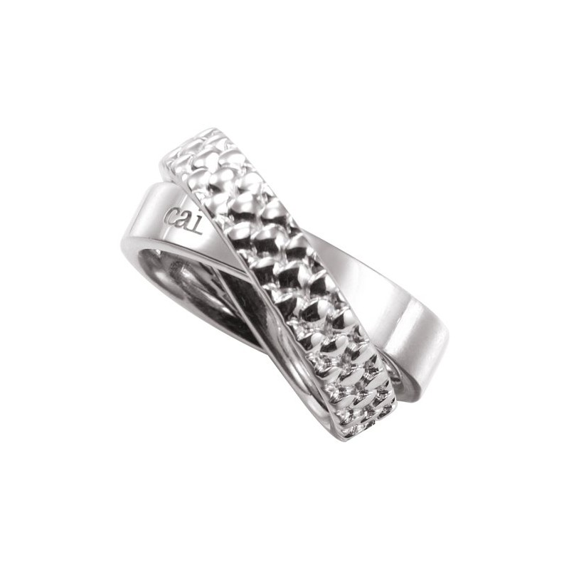 caï Women's Ring Snake Silver Rhodium-Plated 2 Rings Inside Each